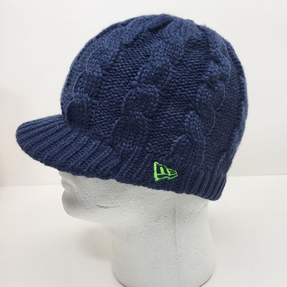 New Era Women's Seattle Seahawks Beanie NFL Apparel Winter Cap Blue Headwear - Picture 3 of 15